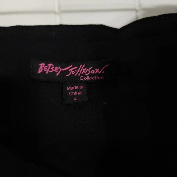Vtg Betsey Johnson Womens Dress Black Denim Studded Zip Strapless Y2K 90s Sz 4 S - Picture 9 of 10